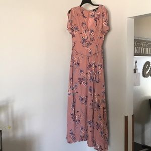 LuLu’s Fiorire Rusty Rose Floral Wrap Maxi Dress